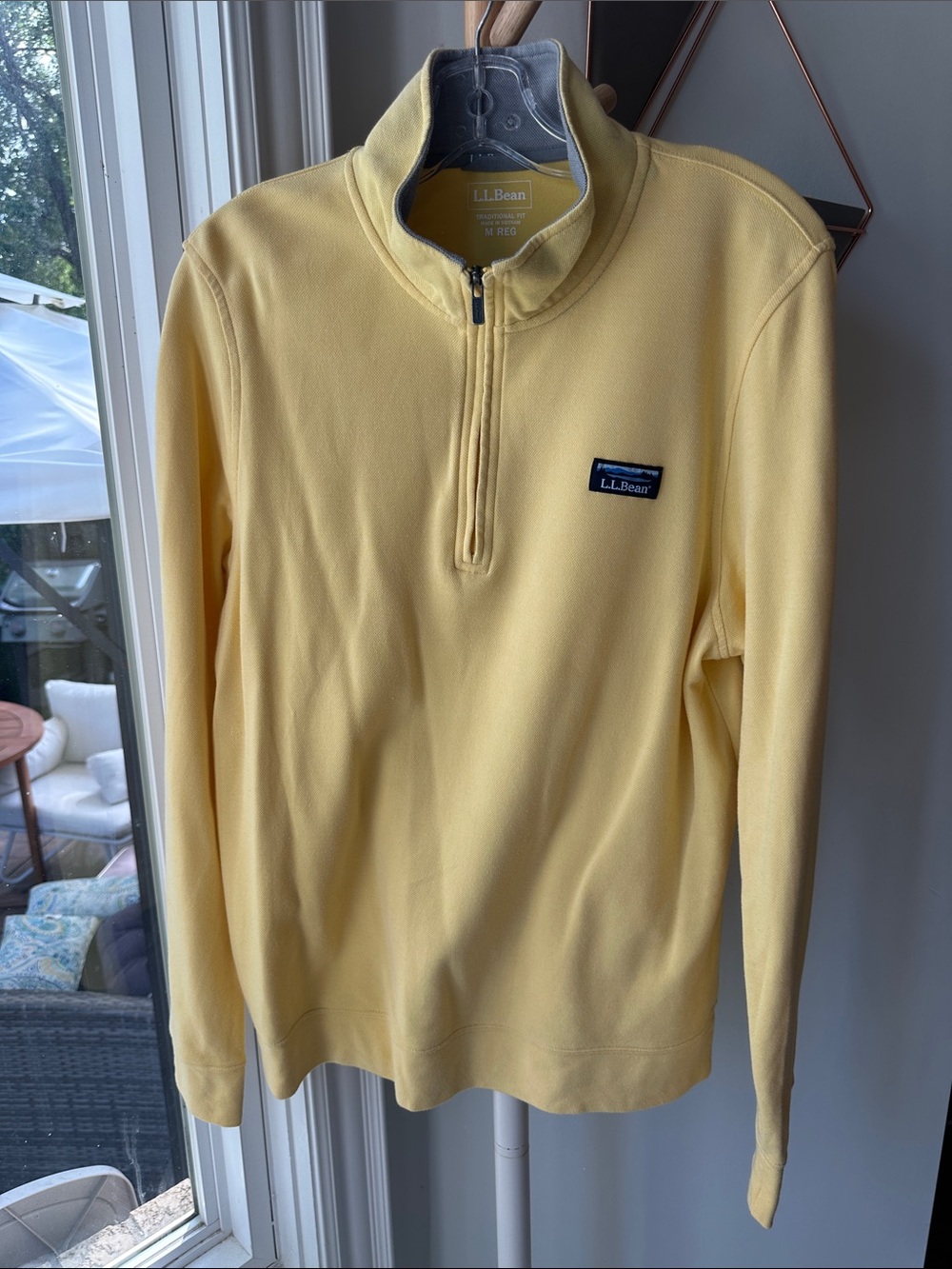 L.L. Bean Men's Yellow Quarter Half-Zip Pullover Sweater Sweatshirt Size Medium
